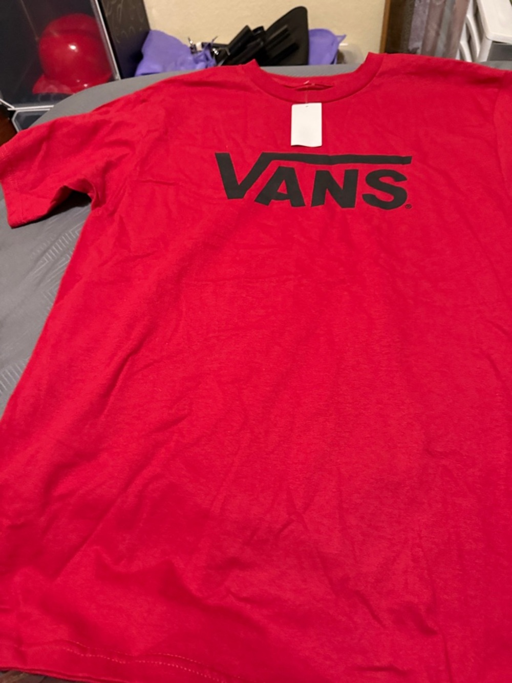 Vans Red Tee with Black Logo